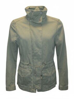 Divided H&M NYC Army Green Jacket Full Zip Snap Closure Drawstring Waist Sz 4